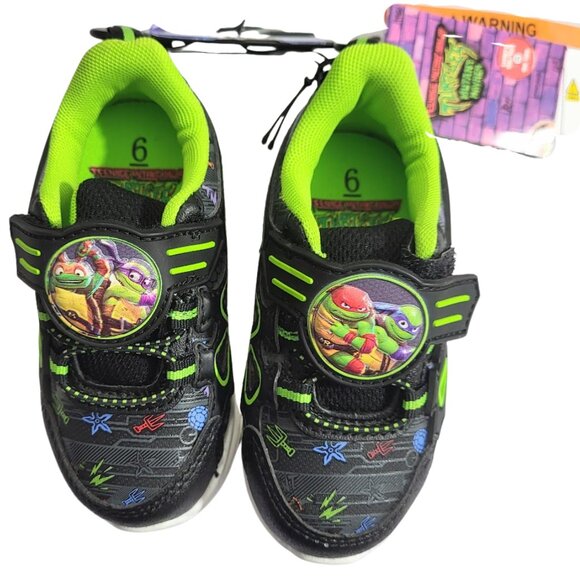NICKELODEON Ninja Turtles Lighted Shoes - New With Tags Infant Boys 6 - Picture 2 of 5